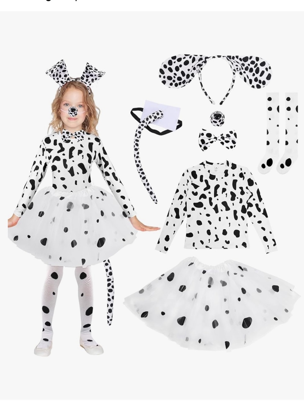 100 Days of School Dalmatian Black and White Dog Kids Costume - size 8/10